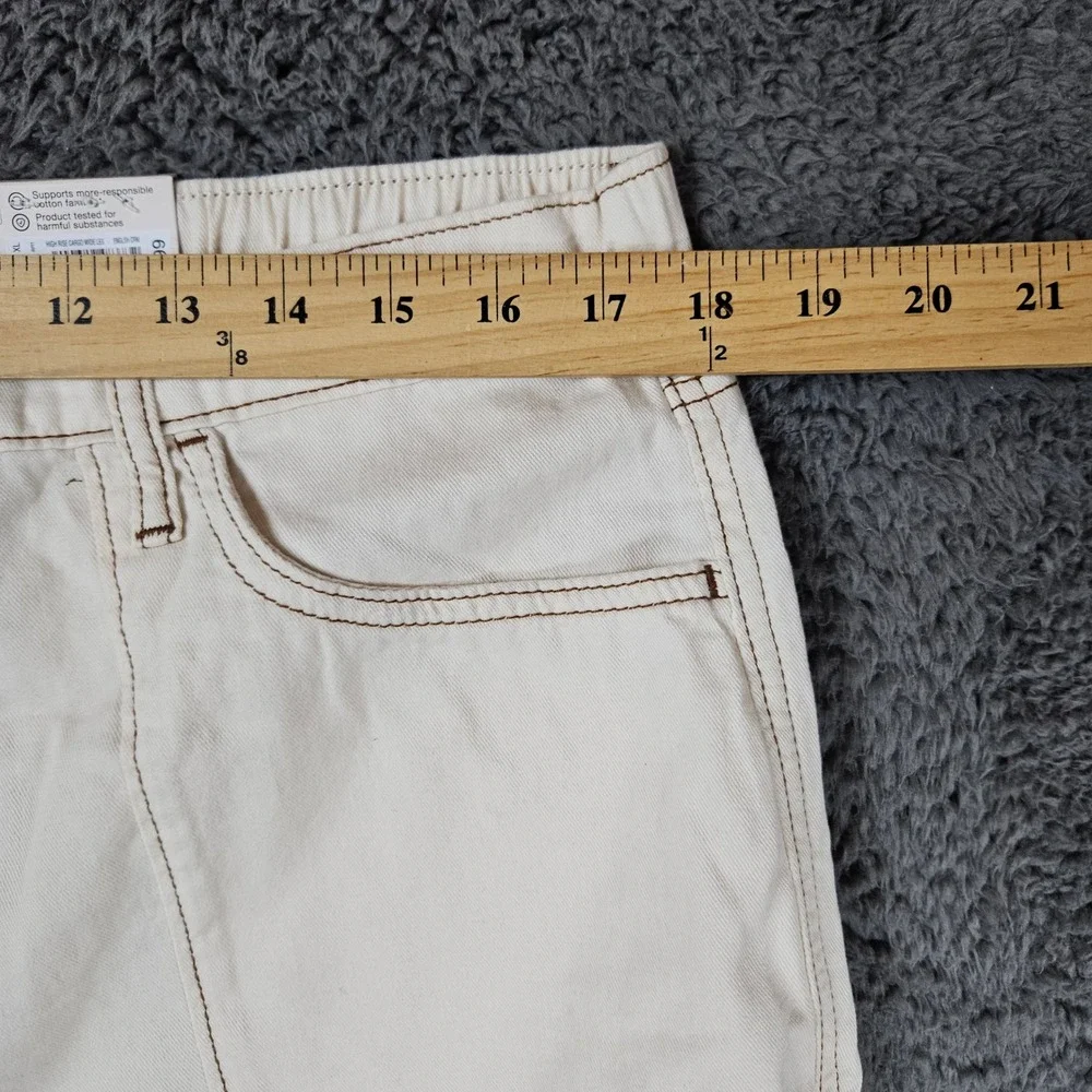 SO High Rise Cargo‎ Wide Leg Pants Cream Contrast Stitch XL NWT